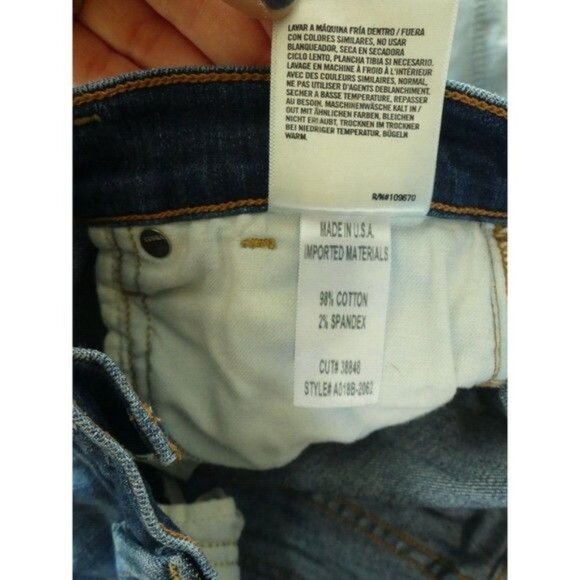 AGOLDE 25 Jeans Skinny Sophie High Rise Crop Distressed Ripped Stretch Blue - Picture 10 of 10